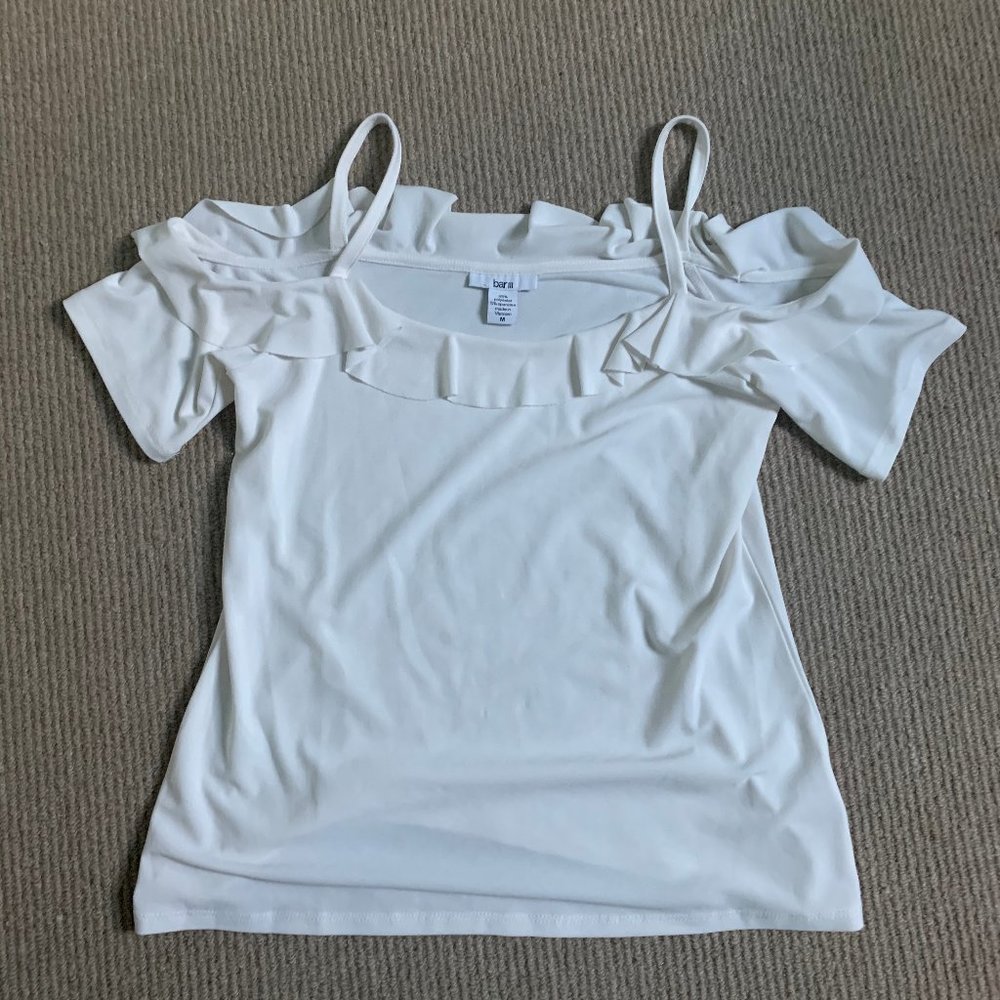 White cold shoulder blouse